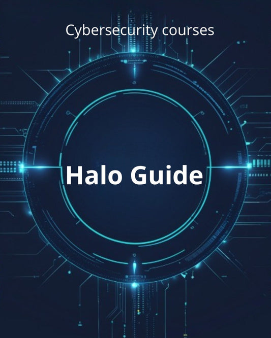 Halo Guide cybersecurity courses with futuristic design on a dark background