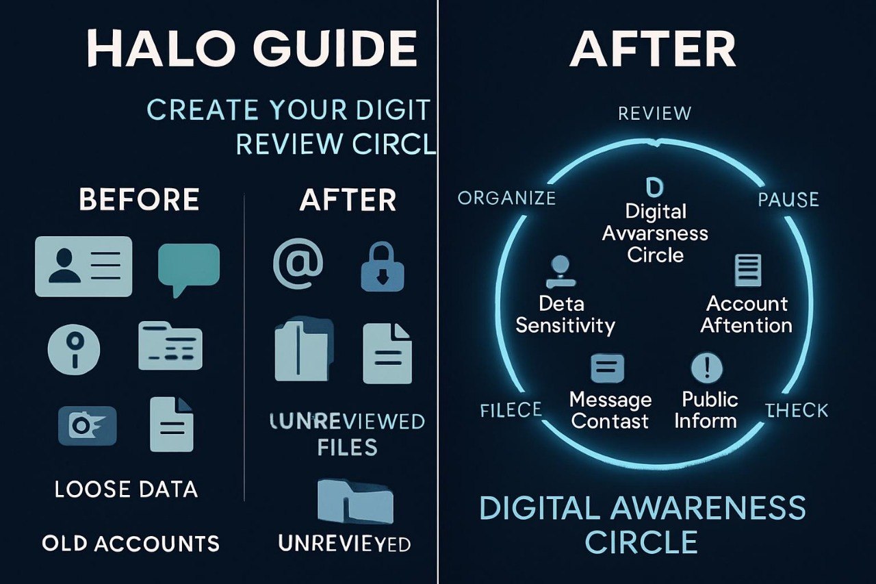 Comparison of 'Before' and 'After' digital review processes with icons and text on a dark background.