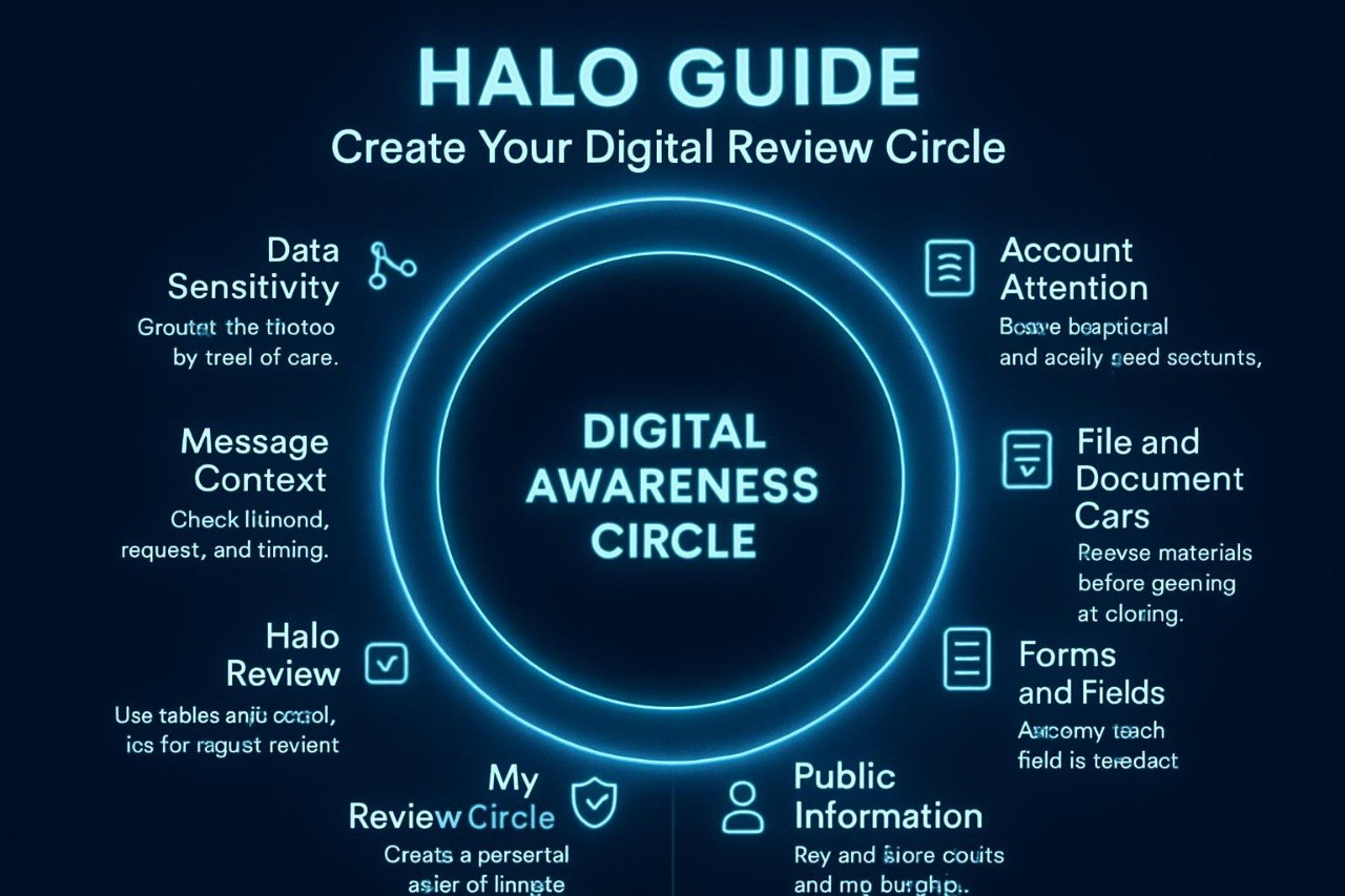 Halo Guide diagram with digital awareness circle on a dark background